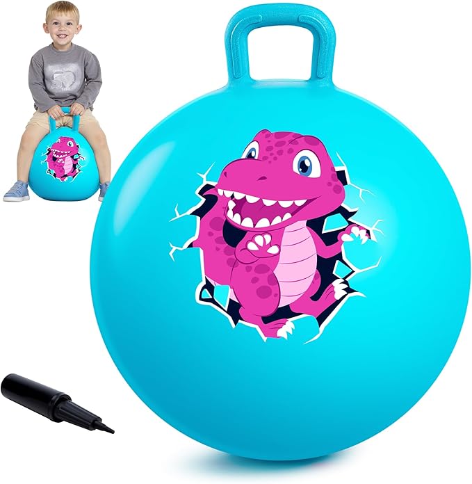 EVERICH TOY Hopper Ball for Kids 4-8, 18In Dinosaur Hoppity Hop Ball, Sit On Bouncy Balls with Handle, Indoor Outdoor Easter Basket Stuffers Hopping Toys Gifts for Boys Girls