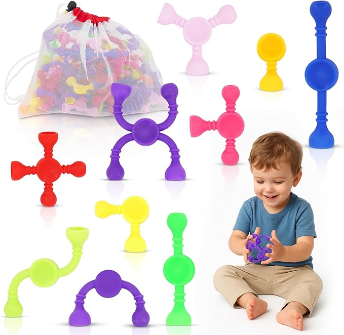 Kids Stem Sensory Building Toys - 50pcs Fine Motor Skills Toys for Toddlers, Educational Toy for Kid Activities, Travel Toy for Airplane, Car, ADHD