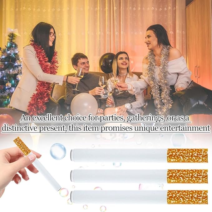 Novelty Bubbl-e Cigarett-e Toy, Realistic Fake Bubble Blower for Stress Relief, Fake Cigarettes Mini Bubble Fun Desk Fidgets for Men Women (5Pcs Withour Solution)