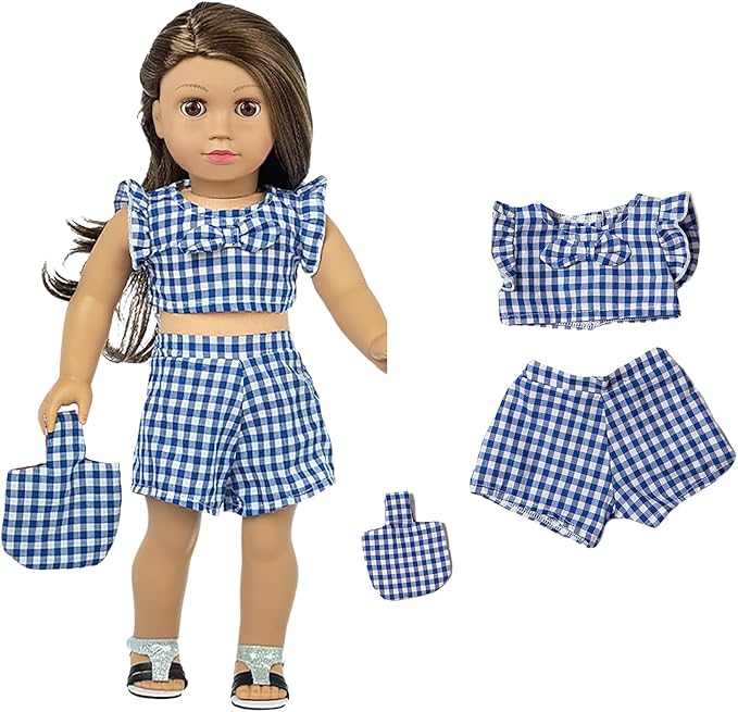 XFEYUE 22 Pcs American 18 inch Doll Clothes Gifts and Accessories, Fit 18 inch Doll - Including 10 Sets of Various Styles Doll Clothes, Hair Clips and Sunglasses Handbags