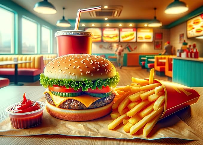 Jigsaw Puzzles for Adults 1000 Pieces, Hamburger with Poster Interlock Perfectly Letter on Back No Dust, Home Decor Birthday Party Toy for Men Women Elders Seniors (27.5"x19.6")