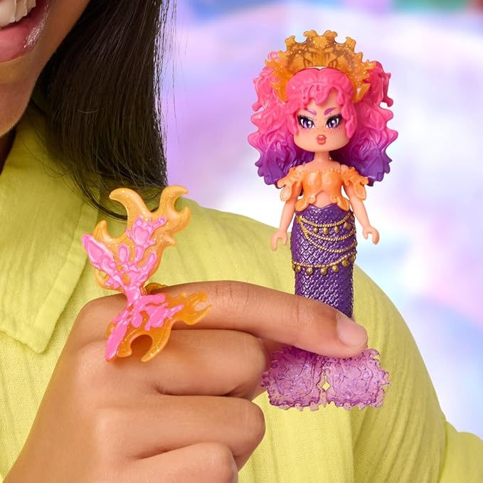 Royale High 3” Fire Mermaid Fashion Doll - 1 Figure with 9 Fashion Accessories - Virtual Item Code Included - Series 3 - Ages 5+