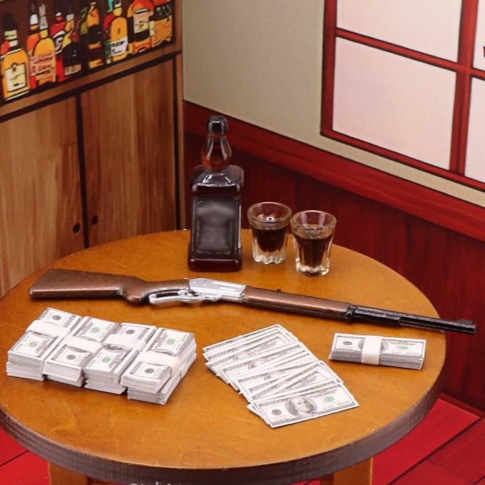 1 Set Miniature Things 1/12 Scale Dollhouse Accessories Miniature Money Mini Gun Mini Wine Bottle Model for Tiny Doll House Accessories,Action Figure Props,DIY Craft Projects.Tiny Collectibles