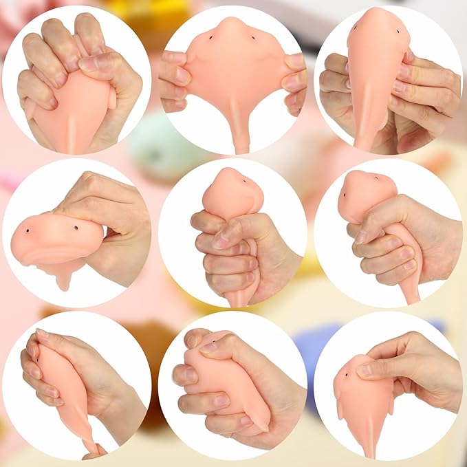 Liliful 7 Pieces Blobfish Stress Relief Balls for Adult Fun Squeeze Fidget Blob Fish Anxiety Relief Balls Squeeze Sensory for Birthday Office Christmas Holiday Party