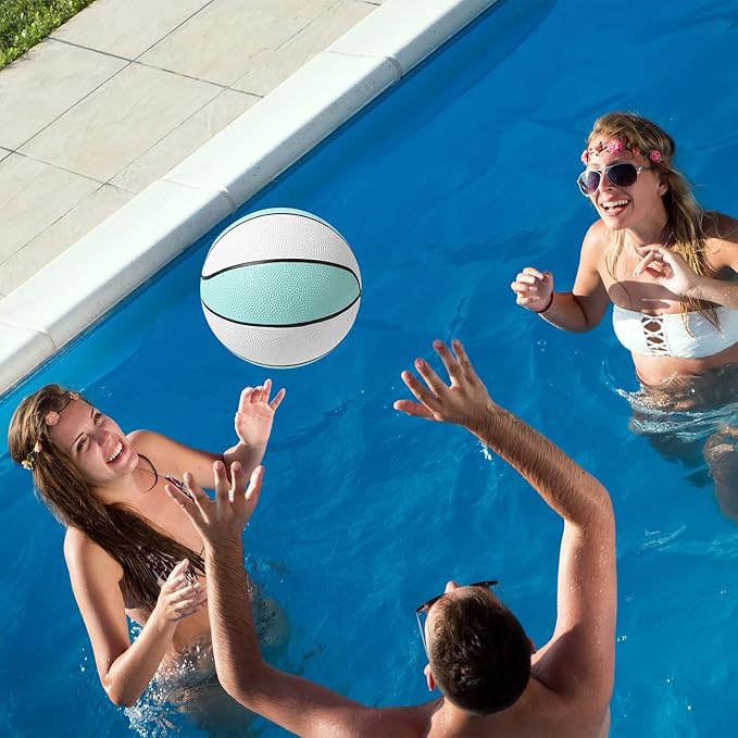 3 Pack Water Pool Basketball Aqua Blue Rubber Waterproof Water Basketball for Swimming Pool Ball Lake Hoop Games