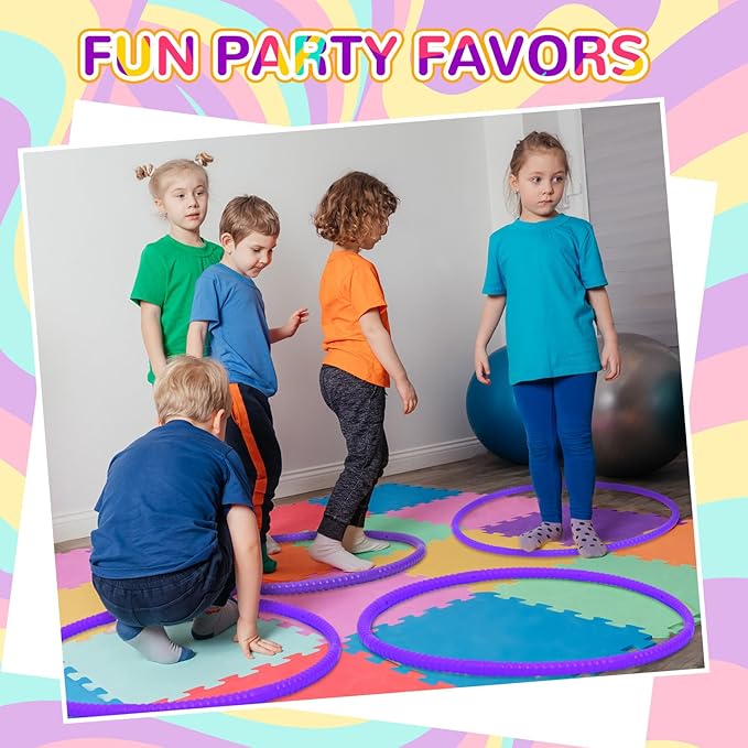 Poen 10 Pcs Exercise Hoop for Kids Detachable Adjustable Plastic Toy Colored Hoop Circles Playground Toys for Teens Games Gymnastics Dog Agility Equipment Party Decor, 28 Inch(Purple)