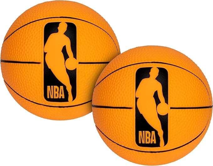 Franklin Sports NBA 5” Foam Basketball - (2) Mini Soft Foam Youth Basketballs - Indoor + Outdoor Toy Basketballs for Kids - Perfect Mini Hoop Ball - 2 Pack - Orange