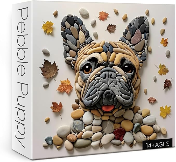 Puppy Unique Puzzle for Adults 1000 Pieces, Dog Art Jigsaw Puzzle, Fall Autumn Rock Stone Puzzle