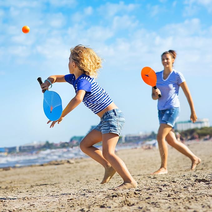 U&C Planet Beach Paddle Ball Set, Badminton Rackets, Family Game for Kids and Adults, Indoor Outdoor Game Backyard Park Camping Yard for Boys, Girls All Ages