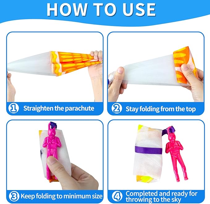 6 Pcs Parachute Toys for Kids 3 4 5 6 7 8-12 Years Hand Throwing Outdoor Toys with Small Figures for Boys Girls Birthday Easter Gifts Party Favors Classroom Prizes Goodie Bags Stuffers