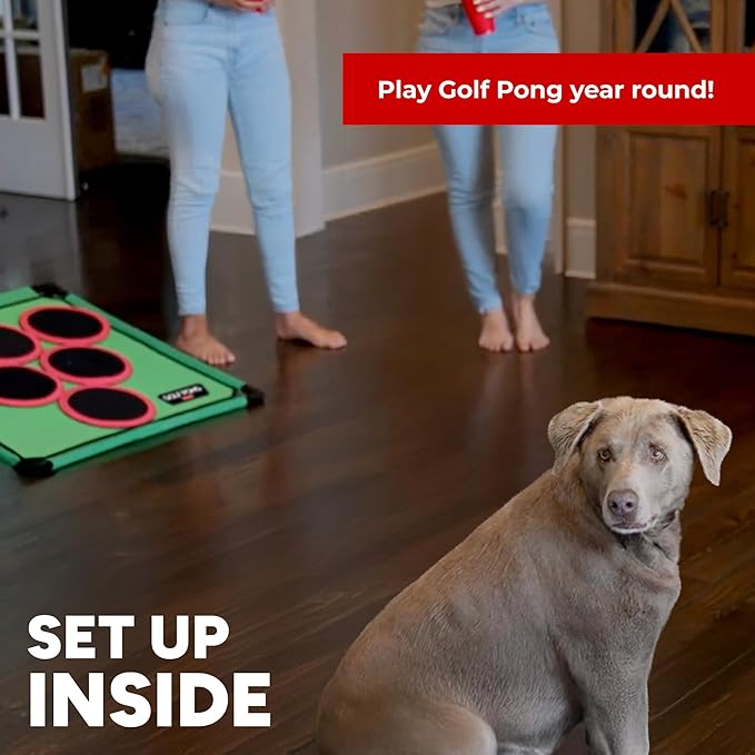 Golf Pong Versus Edition, (2 Pack) Game Set, Jumbo Backyard Lawn Game, Portable Indoor/Outdoor Chipping Golf Gift for Men, Women & Family