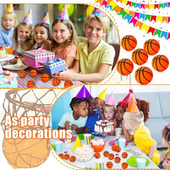 Civaner 60 Pcs Mini Basketball Stress Balls for Kids Basketballs Party Favors Small Foam Bouncy Sports Toys Bulk with Drawstring Bag for School Party Decor Carnival Reward Game Toys Gifts(3cm)
