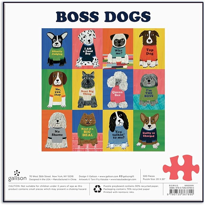 Galison Boss Dogs 500 Piece Family Puzzle Garden