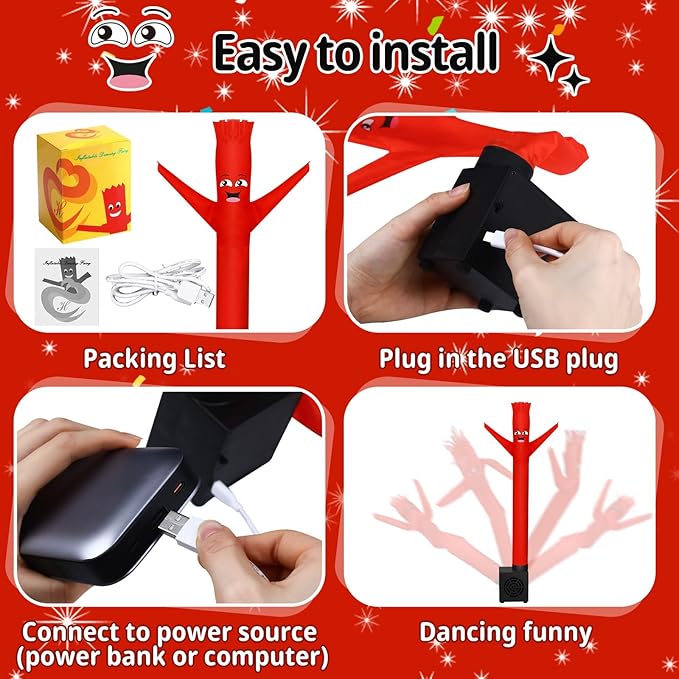 Poen Easter Gifts for Kids Mini Wacky Waving Inflatable Tube Guy with Blower Gag Toy Gift Inflatable Tube Man Birthday Desktop Decor Dancing Blow up Man for Office Party Decor(Funny)