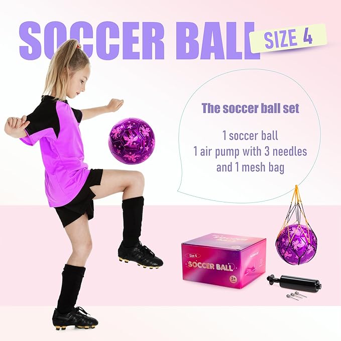 INPODAK Soccer Ball for Toddler Kids 1-3 2-8, Size 2 Size 3 Soccer Ball, Cartoon Dinosaur Unicorn Balls with Pump, Mesh Bag and Gift Box Great Gift for Birthdays