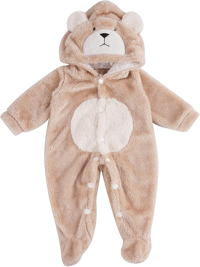 BABESIDE Reborn Baby Doll Clothes Set for 17-22 Inch Dolls Accessories, Cute Bear Baby Doll Clothes with Hat for Realistic Baby Dolls Girls & Boys, Khaki