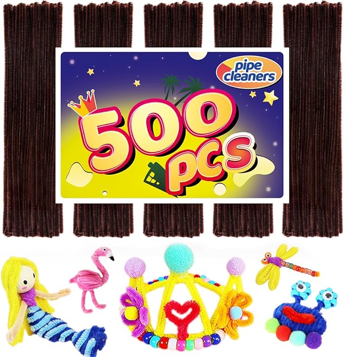 Brown Pipe Cleaners - 500 Count Art & Craft Supplies
