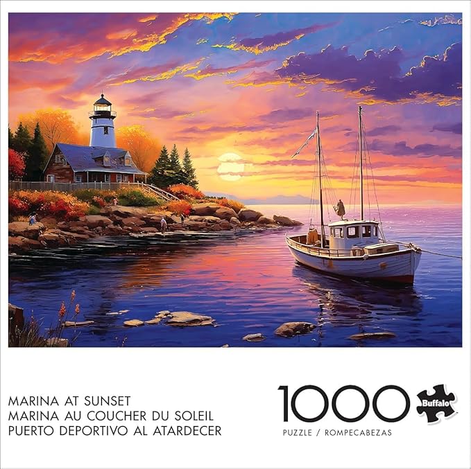 Buffalo Games - Imagine It - Marina at Sunset - 1000 Piece Jigsaw Puzzle for Adults -Challenging Puzzle Perfect for Game Nights - Finished Size is 26.75 x 19.75