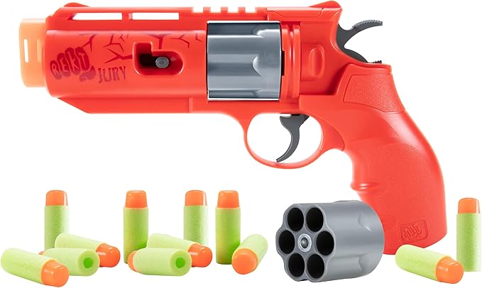 Rekt Jury Revolver CO2-Powered Foam Dart Blaster Pistol Gun, Red