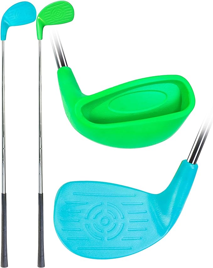 KOFULL Golf Clubs with Oversize Plastic Head, Extra Long Steel Shaft 37" for Golf Yard Game,2 Right-Handed Clubs for Backyard Games Adults, Hit Plastic/Foam Balls in Grass, Parks, Sands