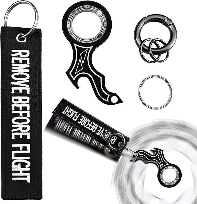 LENCLE Keychain Spinner Set,Fidget Toy,Full Metal Spinning Keychain Fidget with Tag for Motorcycles,Backpacks,and Men's Gifts