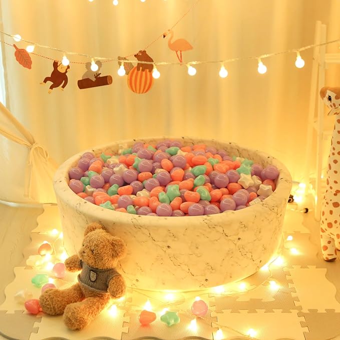 Ball Pit Balls for Kids - Mixed Star Heart Round Crush Proof Play Plastic Balls for Ball Pit Phthalate Free BPA Free Non-Toxic Indoor Outdoor,Soft Plastic Pool Balls for Kids Birthday Party.