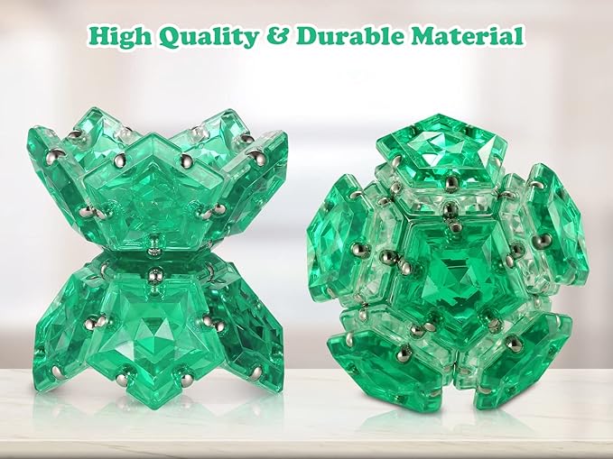 LAFFTRAK Magnetic Fidget Sphere Magnet Toys - Crystal Green - Magnets Sensory Toys - 12 Piece Set - Creativity Beyond Imagination, Inspirational, Recreational, Fun Desk Toy for Adults