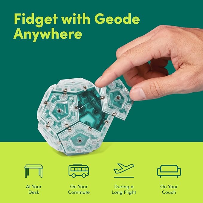 Speks Geode Magnetic Fidget Toy - Sensory Desk Toy for Adults & Teens 14+, Stress Relief Gift, Easter Basket Stuffer, Sphere, Aqua
