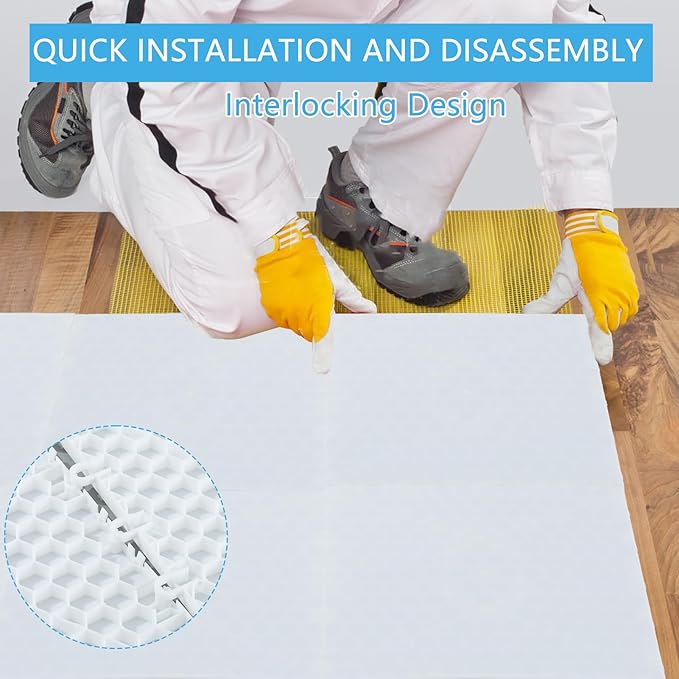 8 PCS Hockey Floor Tiles Mats, Interlocking Dryland Synthetic Ice Tiles for Hockey Training Equipment Board for Shooting Outdoor Indoor, Expandable & Easy Install
