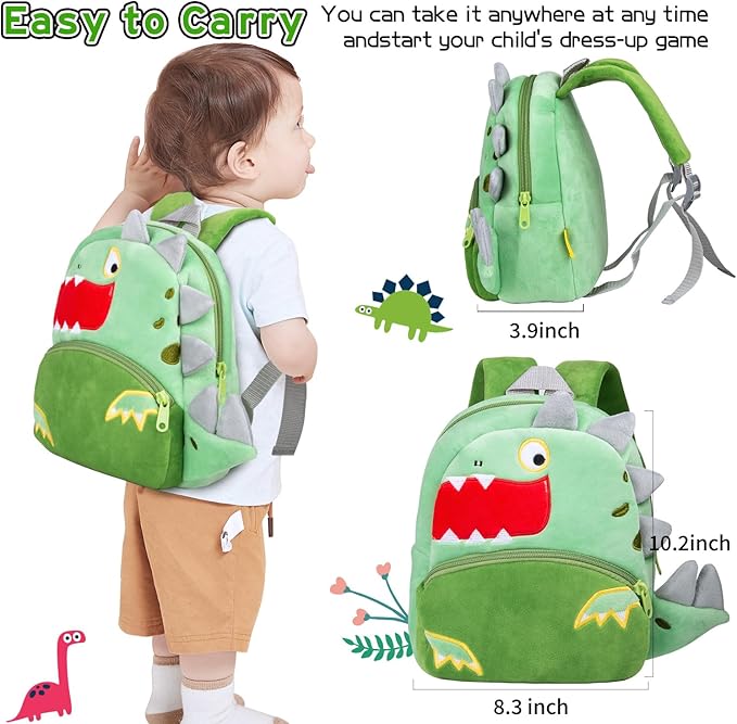 12 Pcs Reborn Baby Doll Clothes Accessories for 17-22 Inch Toddler Doll Boy Dinosaur Outfits with Backpack Diapers Reborn Baby Accessories Green Babydoll Clothes