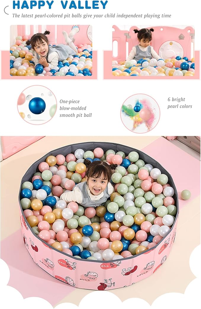 STARBOLO Ball Pit Balls for Toddlers Pack of 100 200 500 - BPA&Phthalate Free Non-Toxic Crush Proof Soft Plastic Balls for 1-5Years Old Toddlers Girl Kids Birthday Pool Playpen Tent Party