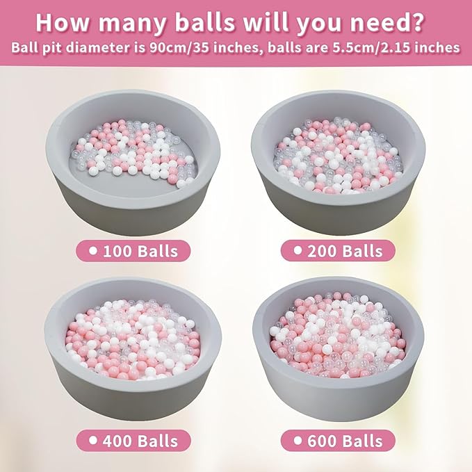 Ball Pit Balls for Kids & Dogs Cats Pack of 100 200 500- BPA Free, Crush Proof Plastic Balls for Ball Pit, Tent, Playhouse, Children's Toy Balls for Party, Macaron Ocean Balls 2.15 Inch