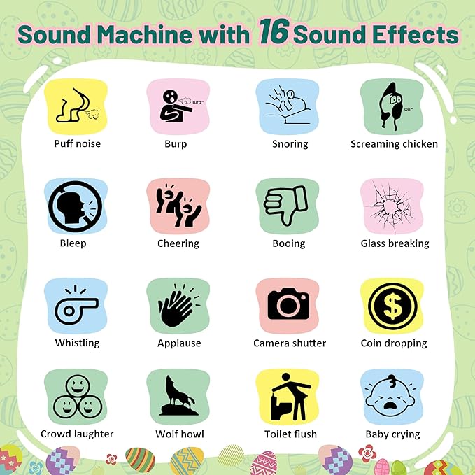 Sound Effects Machine with 16 Hilarious Sounds- Easter Basket Stuffers- Prank Noise Maker for Parties Office Home, Portable Sound Maker for Adults, White Elephant Gifts & Gift Exchanges