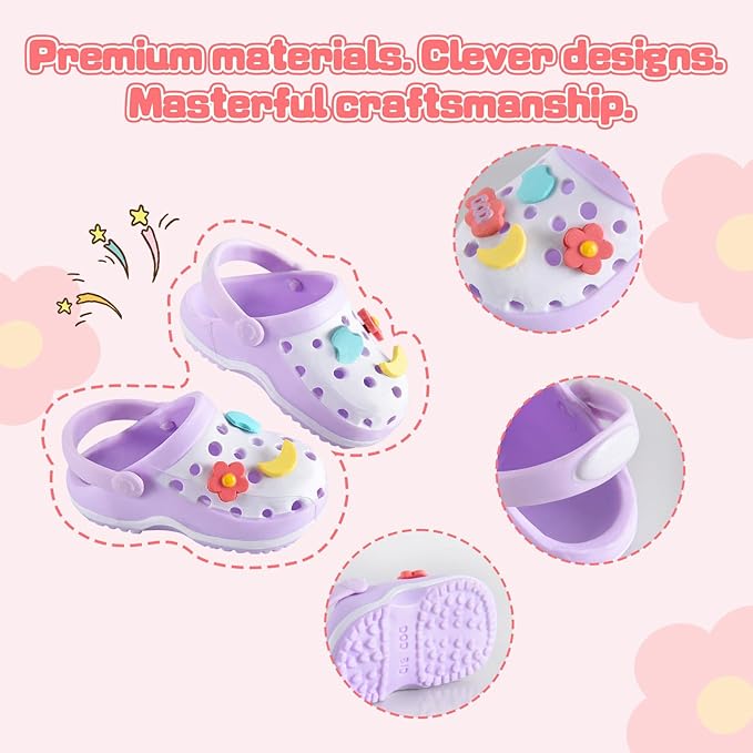 Premium Doll Shoes for Lububu, Cute Doll Shoes for 4-7in Dolls, Ideal for Lububu Outfits(Purple Clog Shoes)