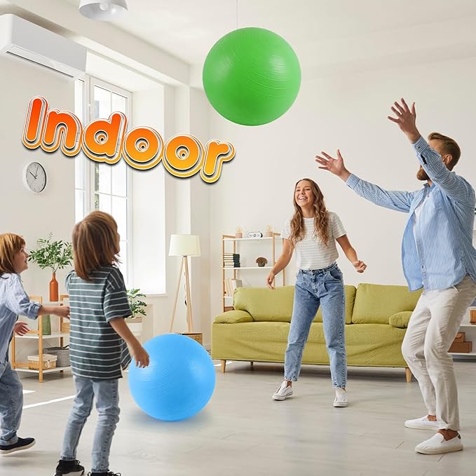 18-Inch Jumbo Playground Balls (3 Pack, Red&Blue&Green) - Oversized Inflatable PVC Balls for Kids & Pets, Backyard Grass Play, Indoor/Outdoor Games with Hand Pump