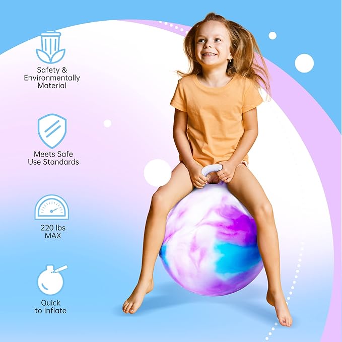 ZOOJOY Hopper Ball 2 Pack, 18 in Bouncy Ball with Handle for Kids, Clouds Girls Toys for Indoor Active Play Toys, Girls Boys Hopping Birthday Gifts for 3 4 5 6 7 8 Yr Old