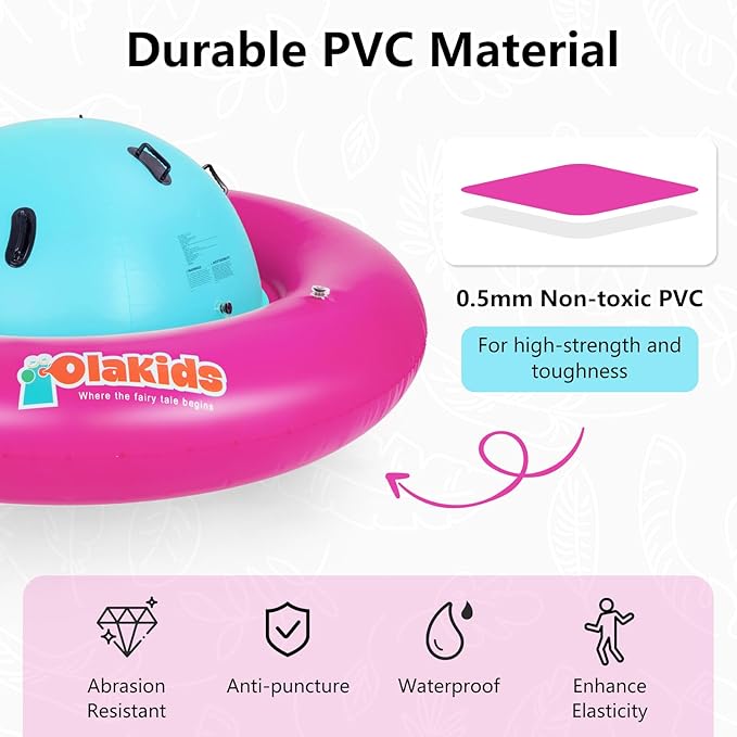 OLAKIDS 8FT Inflatable Dome Rocker Bouncer, Outdoor Kids Giant Roll and Play Seesaw Rocker with 6 Secure Handles, Max Weight 250 LBS, Toddlers Climbing Toy Backyard Play Center Equipment