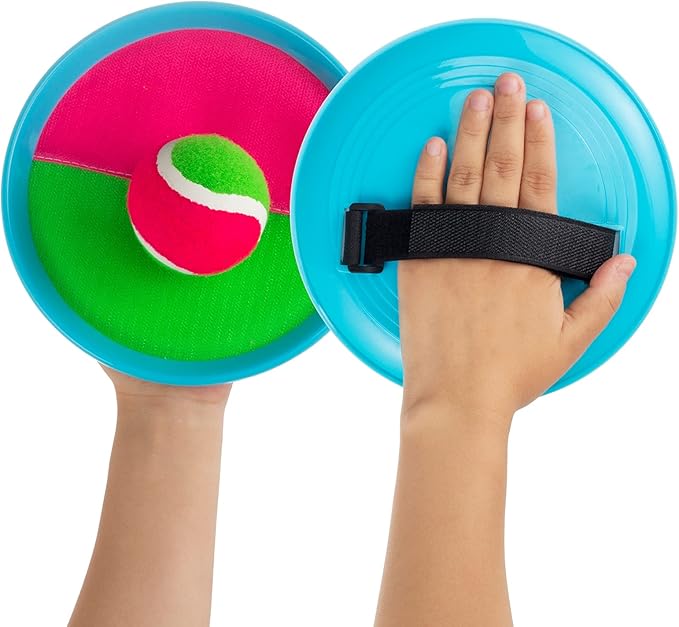 Beach Games, Outdoor Toys for Kids Ages 4-8, Toss and Catch Ball Set, with 4 Paddles 3 Balls, and 1 Storage Bag, Beach Toys Easter Gifts for Kids