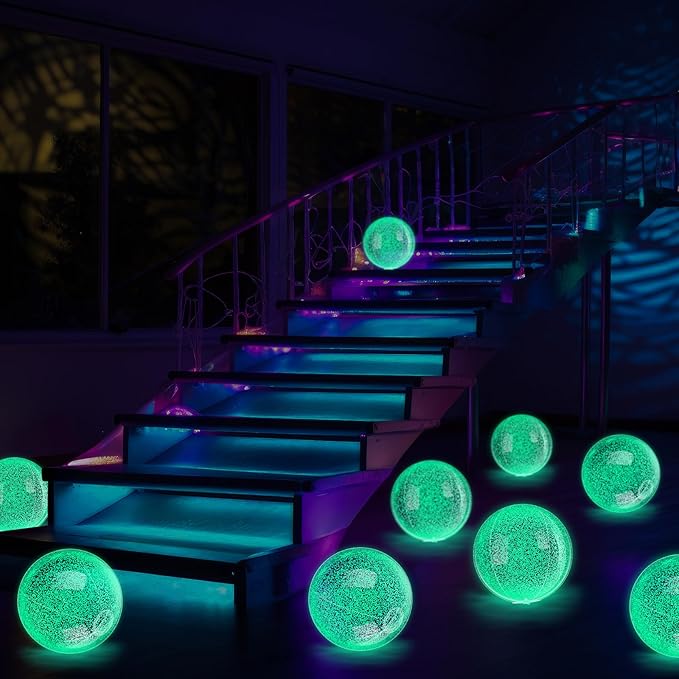 12 Pcs 8 Inch Light up Beach Balls Glow in The Dark Blow up Pool Floating Inflatable Balls for Summer Neon Party Games Pool Garden Decorations Outdoor