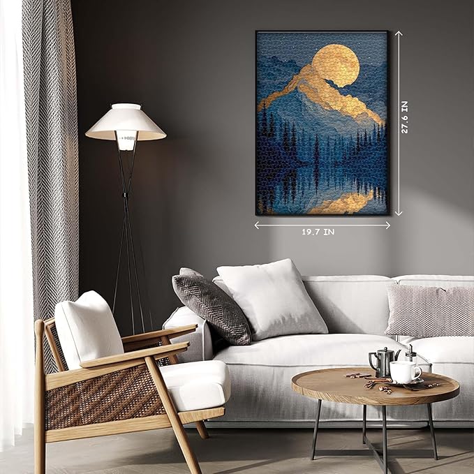 Mountain Puzzles for Adults 1000 Piece, Nature Puzzle Features Forest Tree Moon Grand Canyon, Landscape Scenic Paper Cut Art Challenge Jigsaw Puzzle