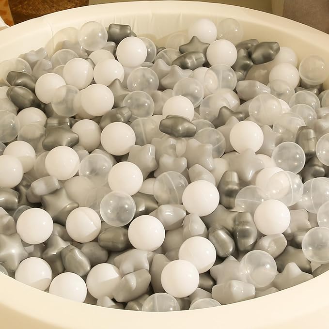 TRENDPLAY Star Ball Pit Balls for Toddlers -50 100 200 Count Star Balls Different Shapes, Non-Toxic Plastic Balls for Safe Play, Boys Girls Festival Party Decoration