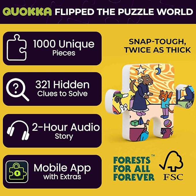 QUOKKA 1000 Piece Jigsaw Puzzle for Adults Hotel Wildeluxe – Puzzles for Adults 1000 Pieces Premium Box Packaging - Extra Fun Hidden Secrets & Audio Story – Perfect Relaxation & Creativity & Gift