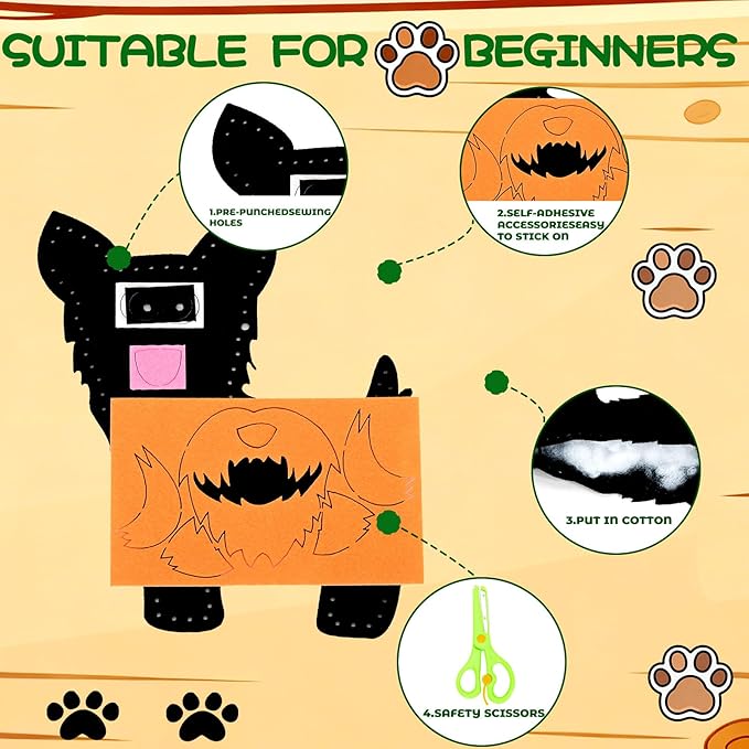 GOASION Sewing Kit for Kids, Dog Kids Sewing Kit, Pre Punched Design for DIY Hanging Decorations, Sewing Tit for Beginners Age 8-12, Boys & Girls Birthday Gift