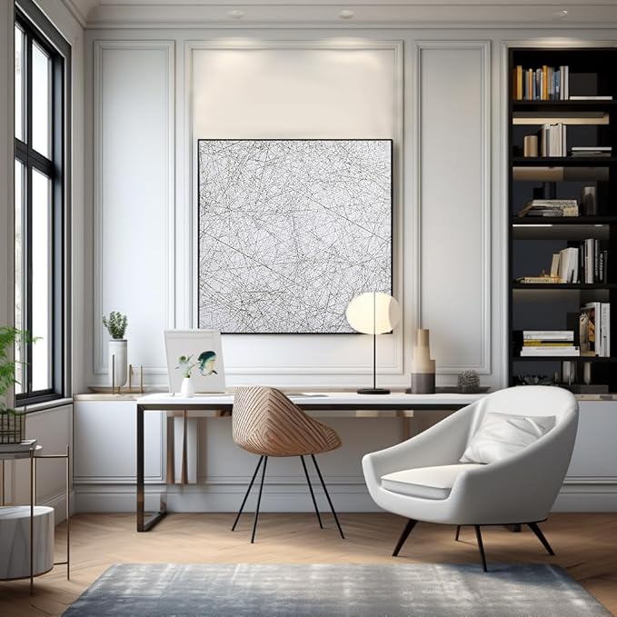 Bgraamiens Puzzle-The Lines -1000 Pieces Black and White Simple Fashion Challenge Blue Board Jigsaw Puzzles