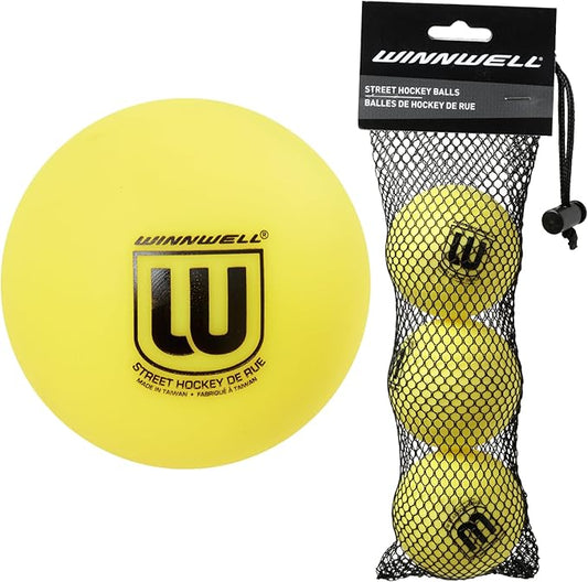 Winnwell Sports Street Hockey Balls - Indoor & Outdoor Balls with Storage Bag - Ideal for Road & Street Hockey Games 65mm & 50 Gram Weight