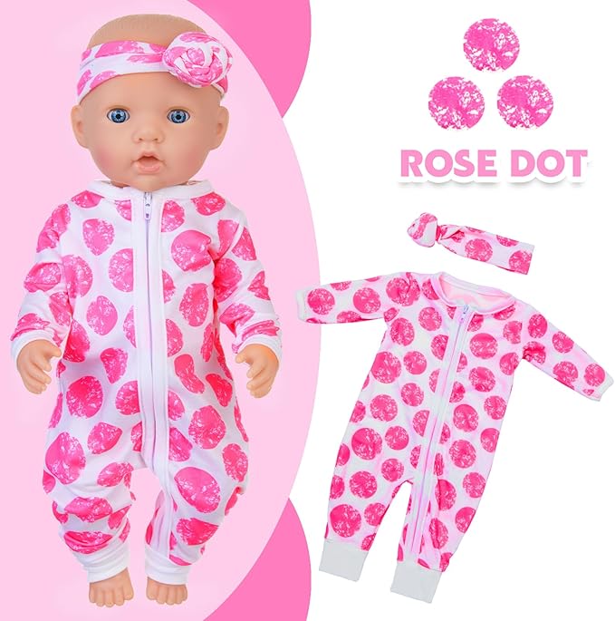 UNICORN ELEMENT 5 Sets 14-18 Inch Baby Doll Clothes Outfits Casual Wear for 17 Inch Baby Doll 10 Pcs Clothes and Headbands for 15-18 Inch