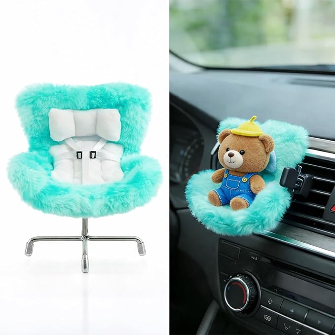 Ezcora Accessories for 10-17cm Dolls, Doll Car Seat with Clip onto Car Air Vent, Includes Seat Leg for Desktop Display (Mint Green Ombre)