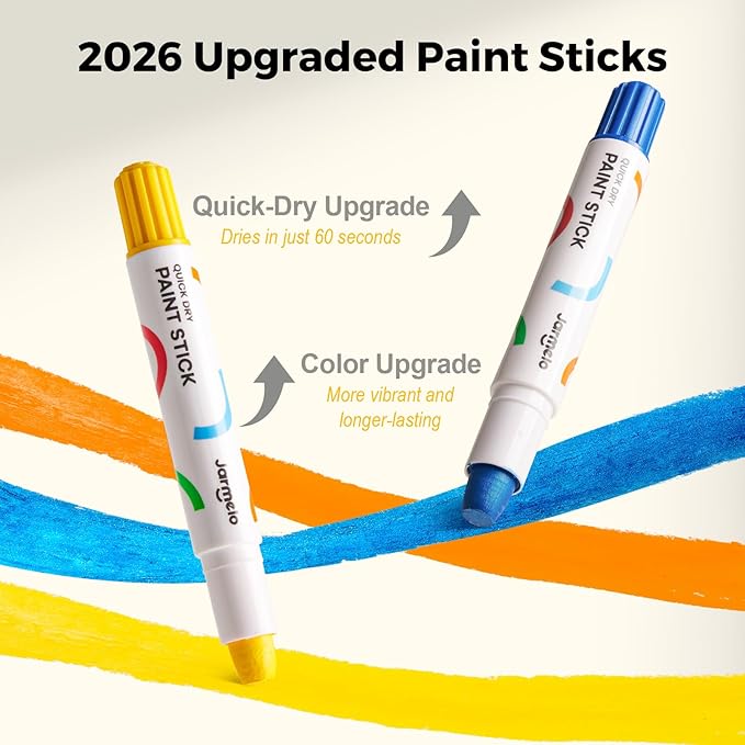 Tempera Paint Sticks, 12 Colors Jumbo Paint Sticks for Kids, Washable, Quick Drying, Non-Toxic, Toddler Art Supplies for Paper Stone Wood Canvas, Easter Gifts for Kids