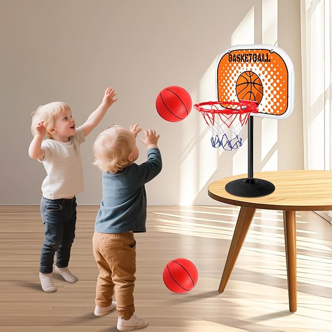 Indoor Basketball Hoop,Mini Tabletop Basketball Hoop Set with Two Balls, Mini Hoops for Desk Table Bed Office Bedroom Basketball Toys for Kids and Adults