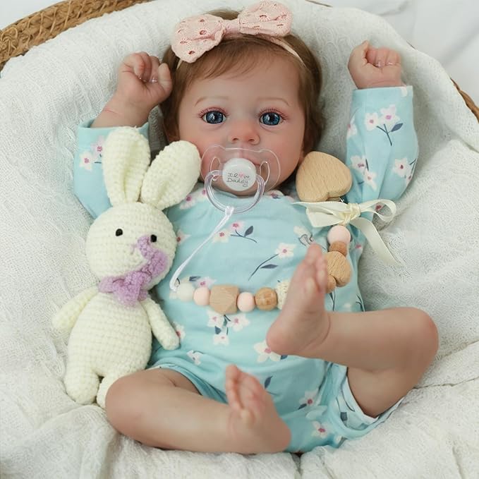 SCOM Lifelike Reborn Baby Dolls Girl - Felicia, 17-Inch Realistic-Newborn Baby Dolls with Weighted Soft Cloth Body, Real Life Cute Reborn Dolls with Gift Box for Kids Age 3+